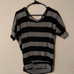 Black and grey striped top